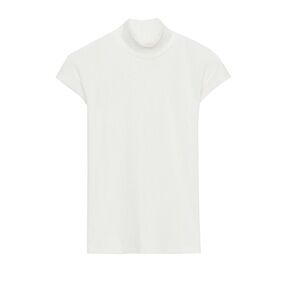 Zara White Mockneck Ribbed Top